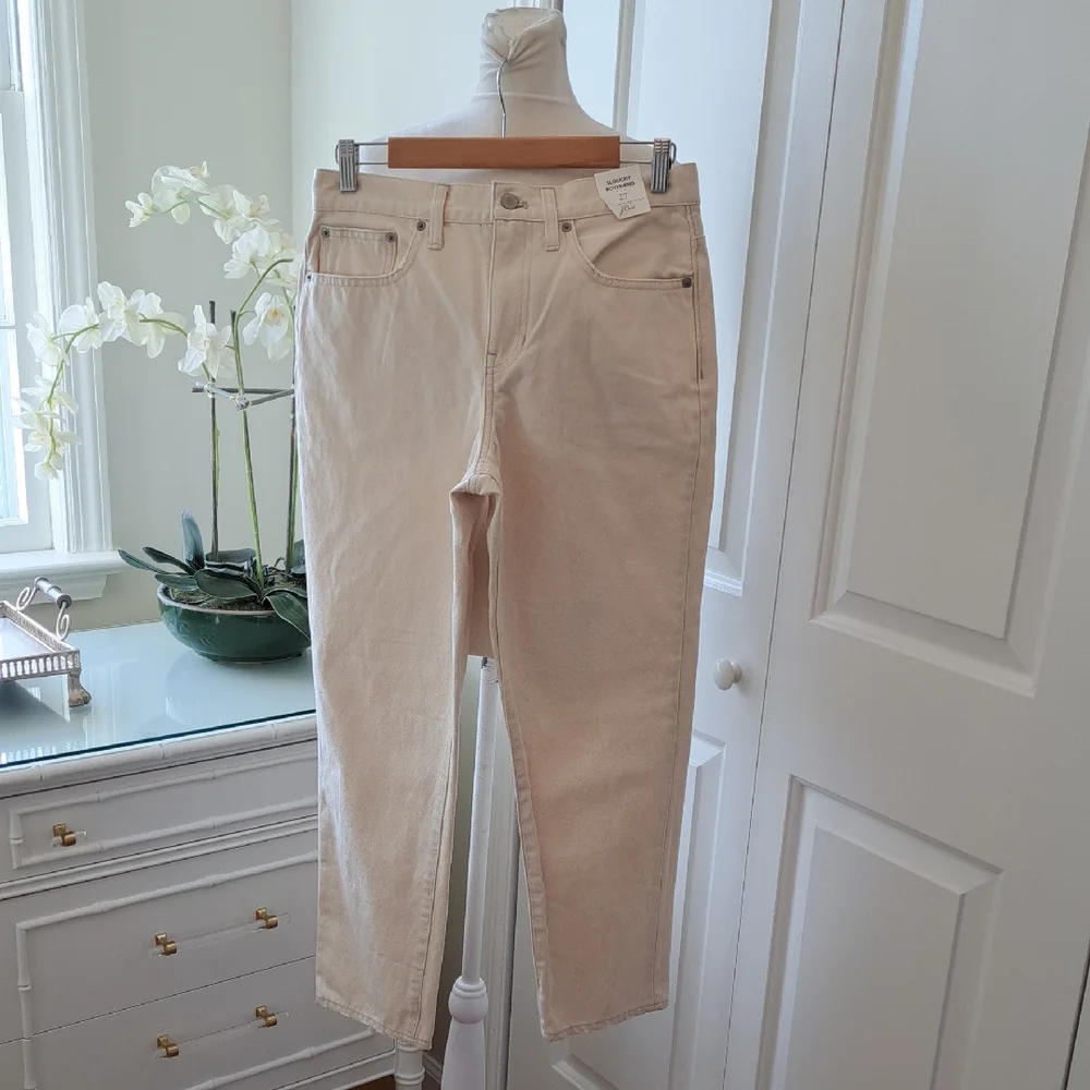 NWT J.Crew Womens 100% Ecru Cotton Slouchy Boyfriend High Rise‎ Ankle Jeans 27